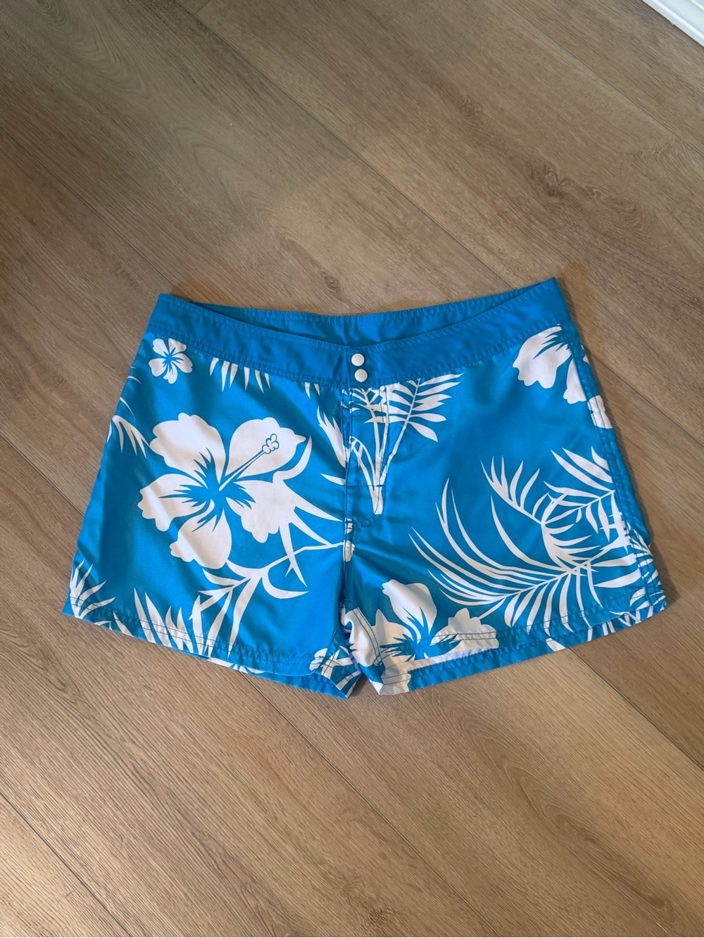 Women’s Blue Tropical Print Board Shorts-8
